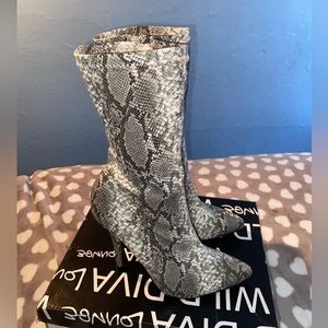 Wild Diva grey faux snake skin boots